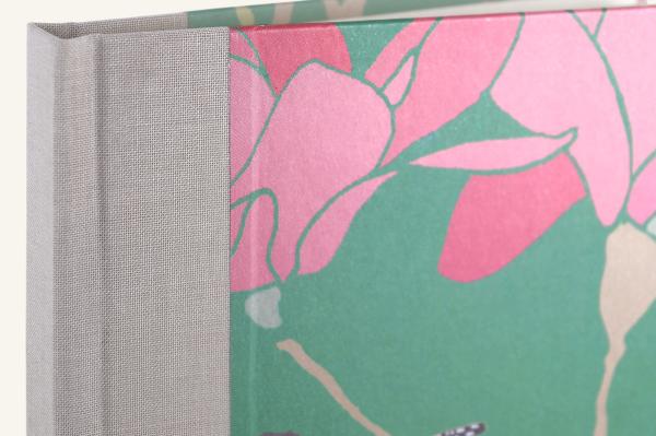 Notebook modern, flowers, birds, green, pink